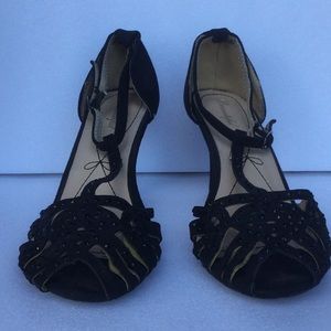 Beautiful caged black jeweled high heels SZ 39